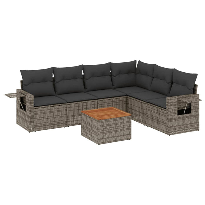 Set Divani da Giardino 7 pz con Cuscini Grigio in Polyrattan 3256914