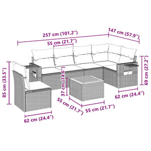 Set Divani da Giardino con Cuscini 7pz Nero Polyrattan 3256917