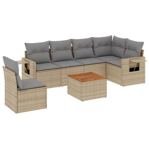 Set Divano da Giardino 7 pz con Cuscini Beige Misto Polyrattan 3256920