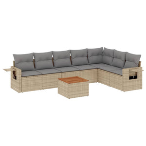 Set Divano da Giardino 8 pz con Cuscini Beige Misto Polyrattan 3256927