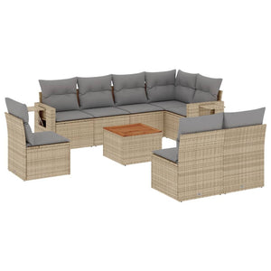 Set Divano da Giardino 9 pz con Cuscini Beige Misto Polyrattancod mxl 116768