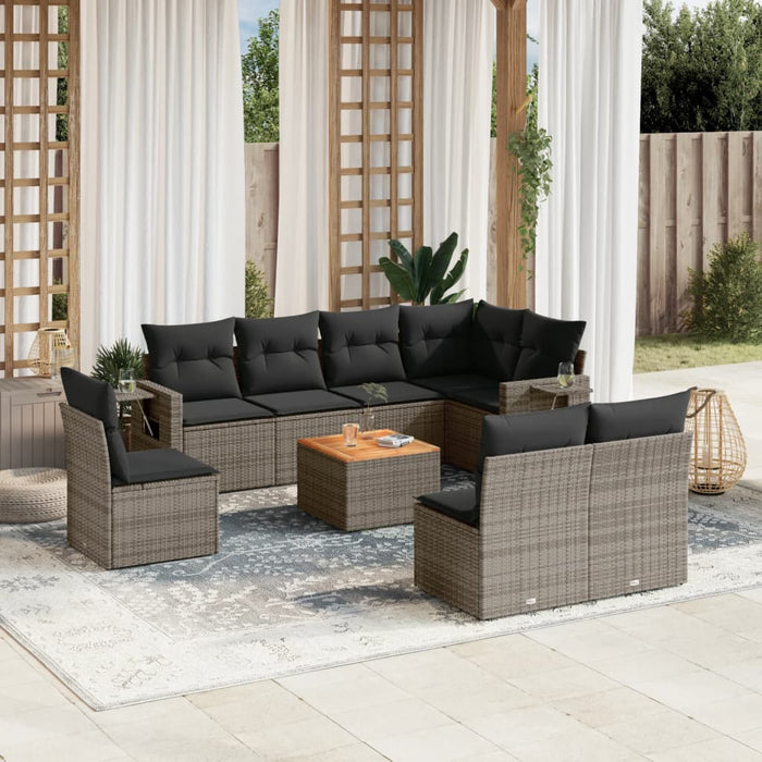 Set Divano da Giardino 9 pz con Cuscini Grigio in Polyrattancod mxl 89190