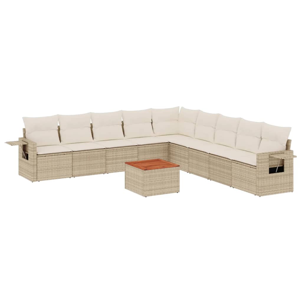 Set Divano da Giardino 10 pz con Cuscini Beige in Polyrattancod mxl 91177