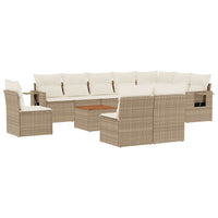 Set Divani da Giardino 11 pz con Cuscini Beige in Polyrattan 3256947