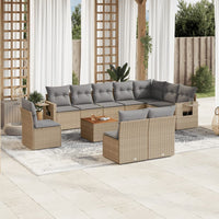 Set Divano da Giardino 11 pz con Cuscini Beige Misto Polyrattan 3256948