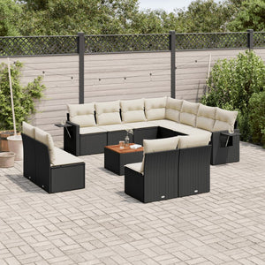 Set Divani da Giardino 12 pz con Cuscini Nero in Polyrattan 3256952