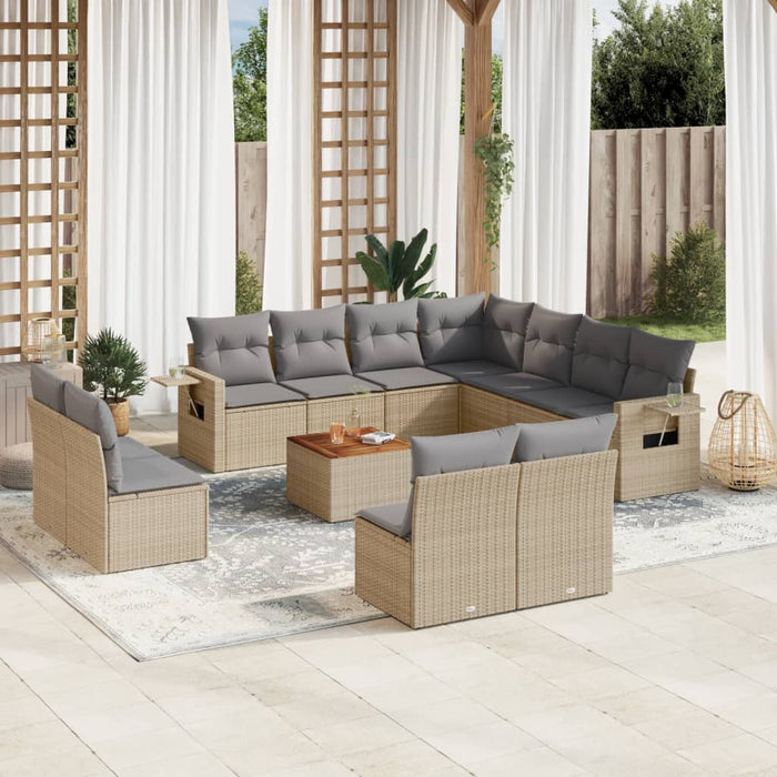 Set Divano da Giardino 12 pz con Cuscini Beige Misto Polyrattancod mxl 114173