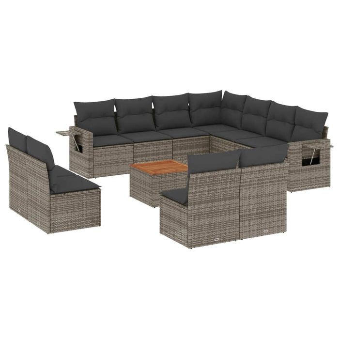 Set Divani da Giardino 12 pz con Cuscini Grigio in Polyrattan 3256956