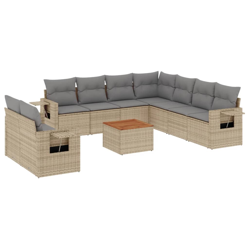 Set Divano da Giardino 10 pz con Cuscini Beige Misto Polyrattancod mxl 113167