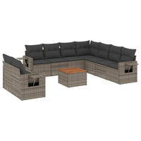 Set Divano da Giardino 10 pz con Cuscini Grigio in Polyrattancod mxl 92851