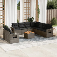 Set Divano da Giardino 10 pz con Cuscini Grigio in Polyrattancod mxl 92851