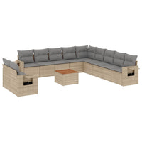 Set Divano da Giardino 12 pz con Cuscini Beige Misto Polyrattan 3256976