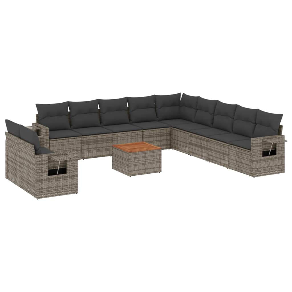 Set Divani da Giardino 12 pz con Cuscini Grigio in Polyrattan 3256977