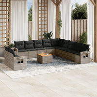 Set Divani da Giardino 12 pz con Cuscini Grigio in Polyrattan 3256977