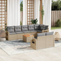 Set Divano da Giardino 9 pz con Cuscini Beige Misto Polyrattan 3256983