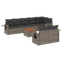 Set Divano da Giardino 9 pz con Cuscini Grigio in Polyrattan 3256984