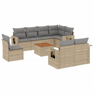 Set Divano da Giardino 9 pz con Cuscini Beige Misto Polyrattan 3256990