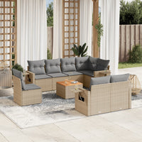 Set Divano da Giardino 9 pz con Cuscini Beige Misto Polyrattan 3256990