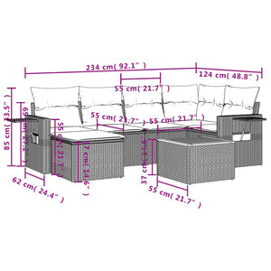 Set Divano da Giardino 7 pz con Cuscini Beige Misto Polyrattan 3256997