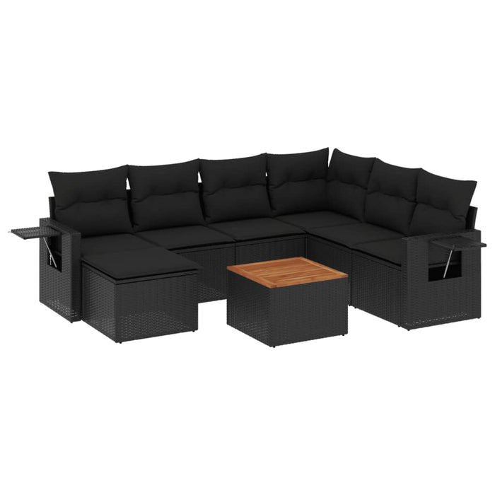 Set Divani da Giardino con Cuscini 8 pz Nero in Polyrattan 3257007