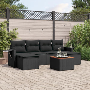 Set Divani da Giardino con Cuscini 7pz Nero Polyrattancod mxl 114803