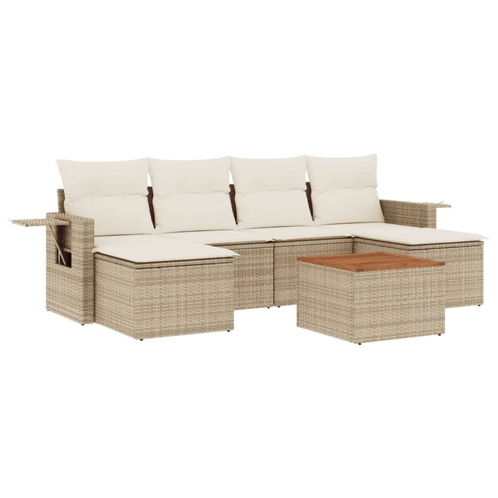 Set Divani da Giardino 7 pz con Cuscini Beige in Polyrattancod mxl 92830