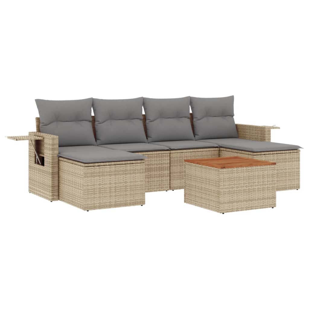 Set Divano da Giardino 7 pz con Cuscini Beige Misto Polyrattan 3257018