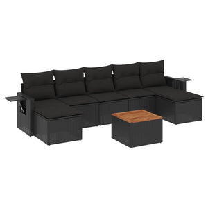 Set Divani da Giardino con Cuscini 8 pz Nero in Polyrattan 3257021