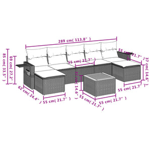 Set Divani da Giardino con Cuscini 8 pz Nero in Polyrattan 3257021