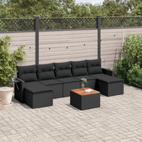 Set Divani da Giardino con Cuscini 8 pz Nero in Polyrattan 3257021