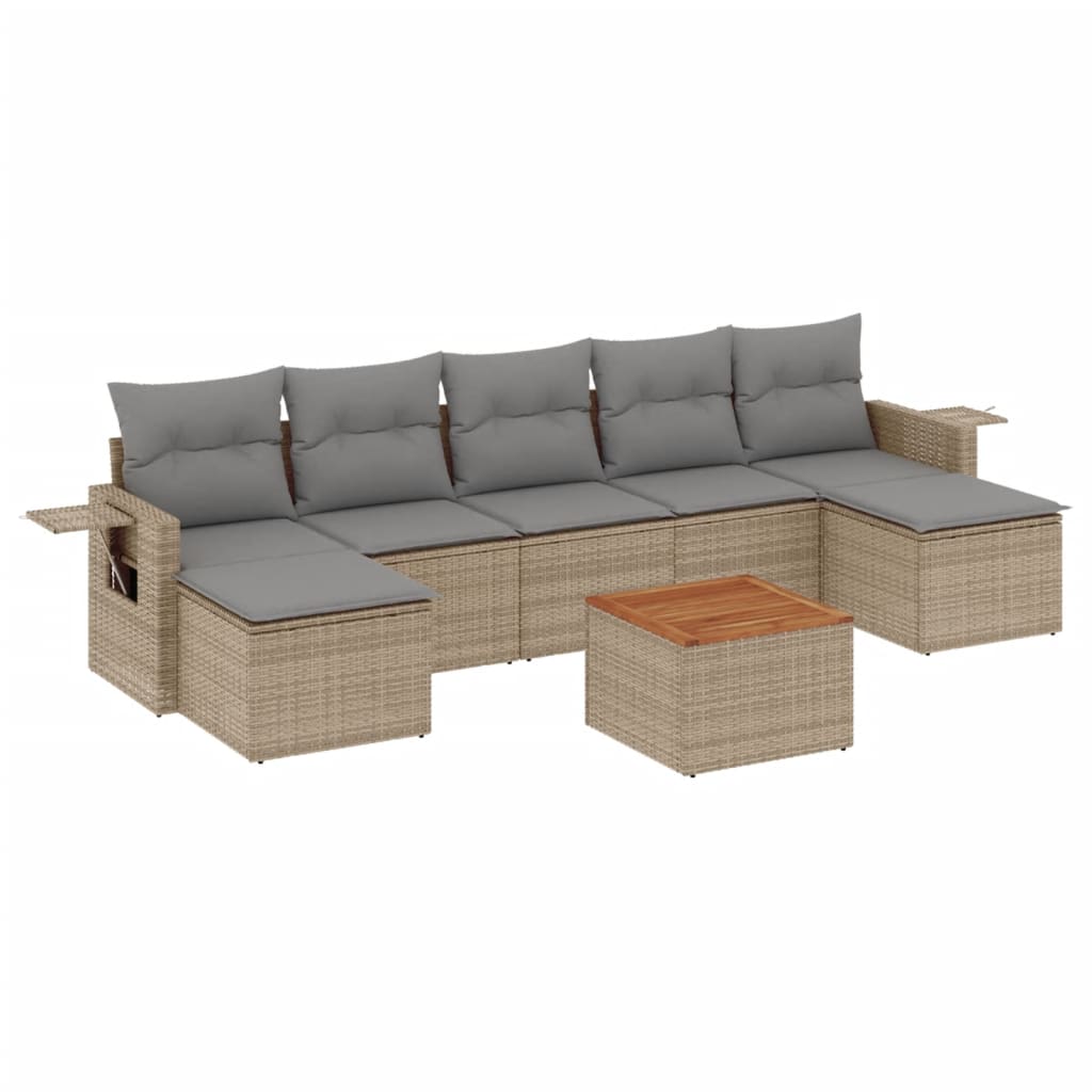 Set Divano da Giardino 8 pz con Cuscini Beige Misto Polyrattan 3257025