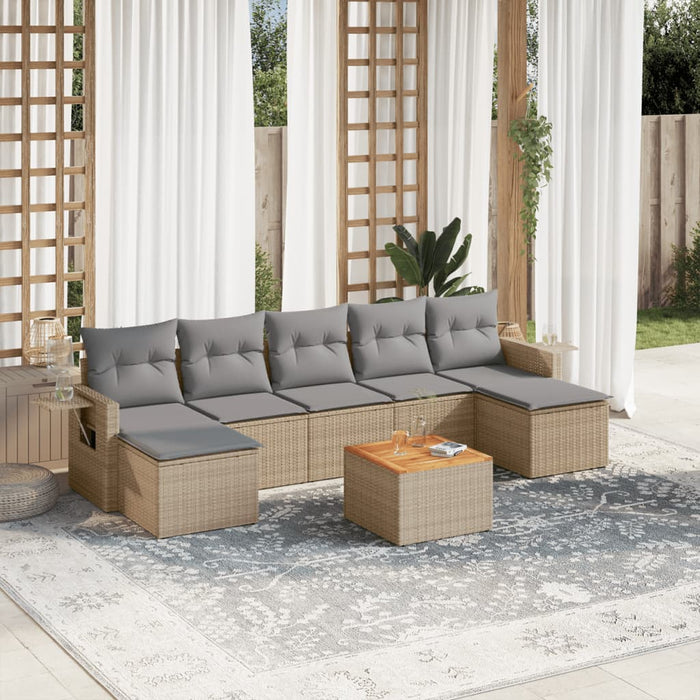 Set Divano da Giardino 8 pz con Cuscini Beige Misto Polyrattan 3257025