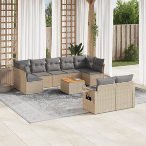 Set Divano da Giardino 10 pz con Cuscini Beige Misto Polyrattan 3257046