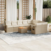 Set Divano da Giardino 10 pz con Cuscini Beige in Polyrattan 3257052