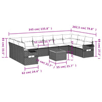 Set Divani da Giardino 11 pz con Cuscini in Polyrattan Grigio 3257068