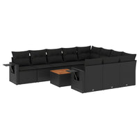 Set Divani da Giardino 11 pz con Cuscini in Polyrattan Nero 3257070