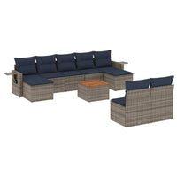 Set Divano da Giardino 10 pz con Cuscini Grigio in Polyrattancod mxl 114326