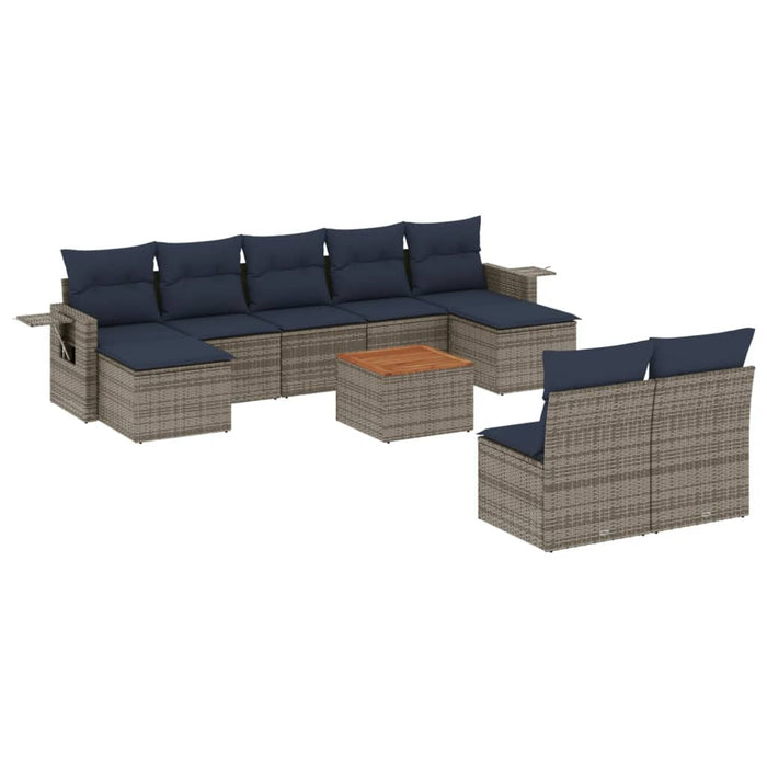 Set Divano da Giardino 10 pz con Cuscini Grigio in Polyrattancod mxl 114326