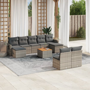 Set Divano da Giardino 10 pz con Cuscini Grigio in Polyrattan 3257096