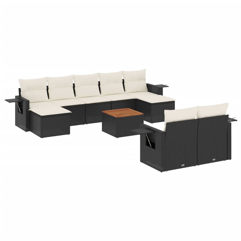 Set Divani da Giardino 10pz con Cuscini in Polyrattan Nerocod mxl 92185