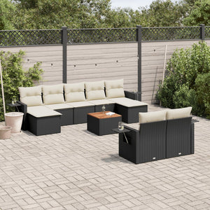 Set Divani da Giardino 10pz con Cuscini in Polyrattan Nerocod mxl 92185