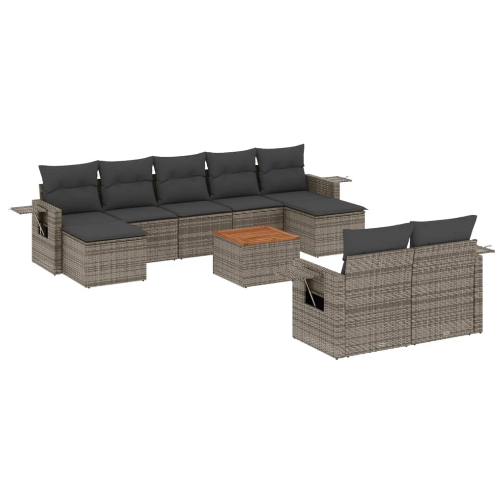 Set Divano da Giardino 10 pz con Cuscini Grigio in Polyrattancod mxl 89322