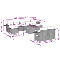 Set Divano da Giardino 10 pz con Cuscini Grigio in Polyrattancod mxl 89322