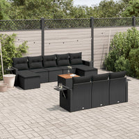 Set Divani da Giardino 11 pz con Cuscini in Polyrattan Nero 3257112