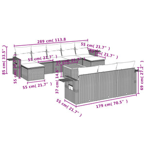 Set Divani da Giardino 11 pz con Cuscini in Polyrattan Nerocod mxl 116153