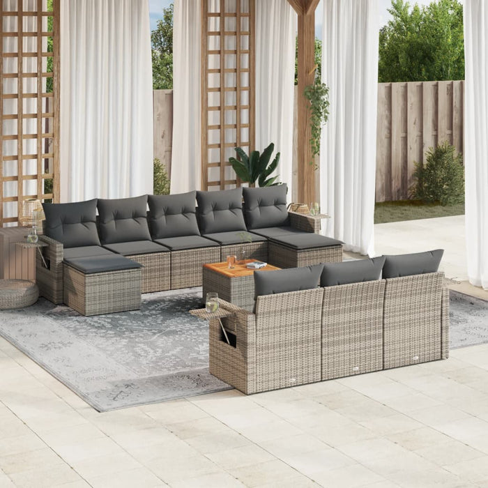 Set Divani da Giardino 11 pz con Cuscini in Polyrattan Grigio 3257117