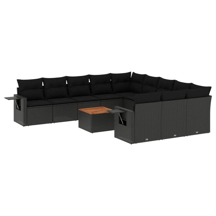 Set Divani da Giardino 12 pz con Cuscini Nero in Polyrattancod mxl 90834