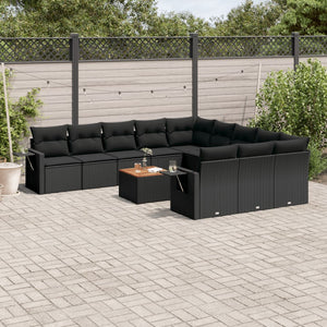 Set Divani da Giardino 12 pz con Cuscini Nero in Polyrattancod mxl 90834