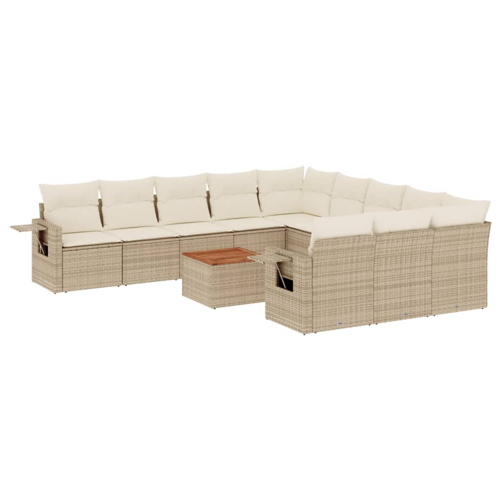 Set Divani da Giardino 12 pz con Cuscini Beige in Polyrattan 3257122