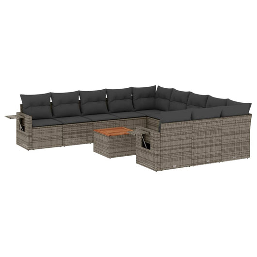 Set Divani da Giardino 12 pz con Cuscini Grigio in Polyrattan 3257124